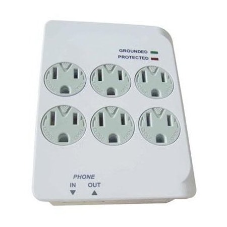 Kab Enterprise Outlet Tap, Surge, 6 Outlet(s) White CT-044FT-3